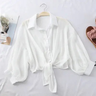 [product_type]  | Summer sun protection women's cardigan | White |  L| thecurvestory.myshopify.com