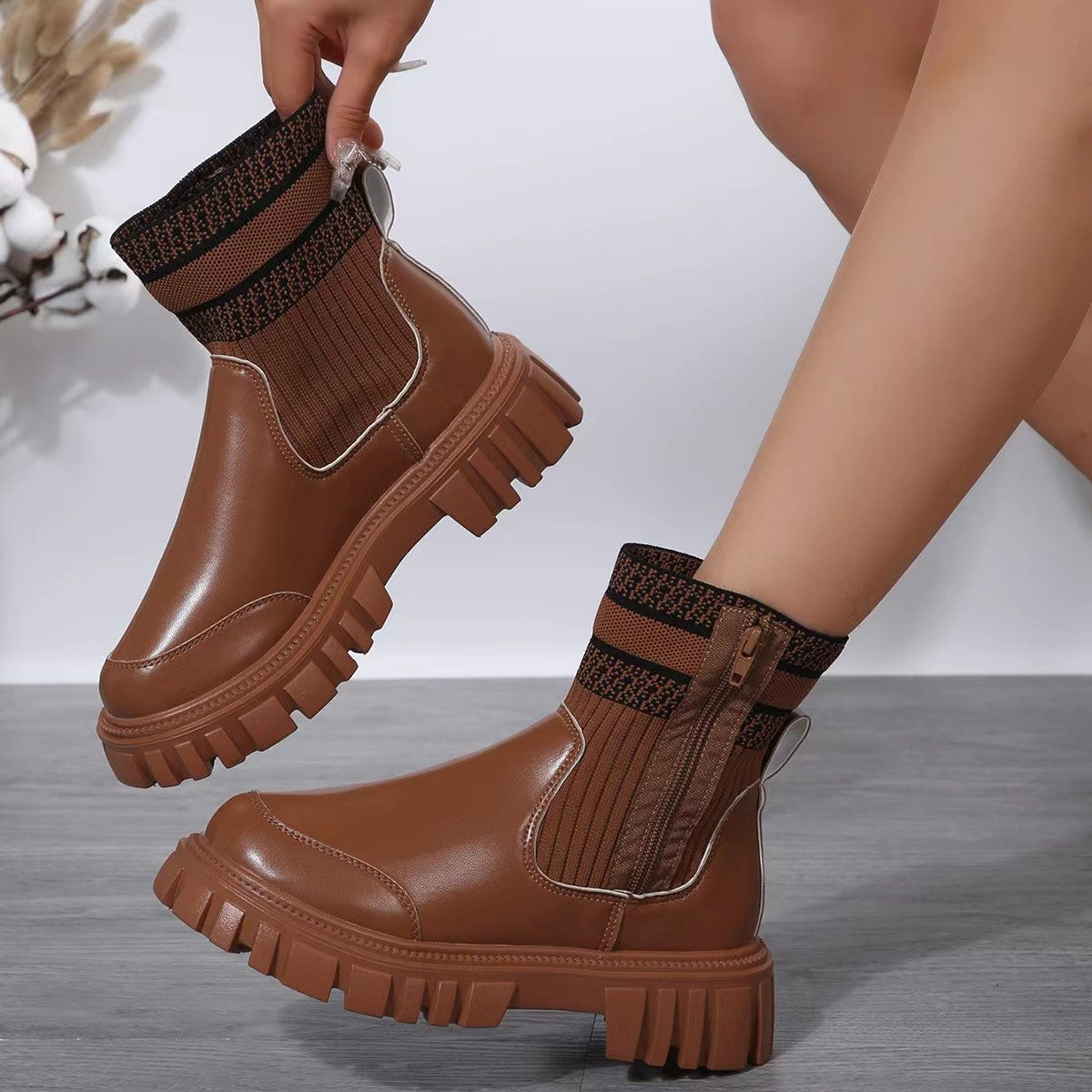 Boots  | Women's Fashionable Women's Middle Boots | Dark Brown |  36| thecurvestory.myshopify.com