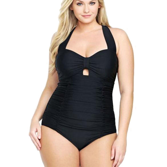 Swimsuit  | Women Plus Size Solid Color Pleating One-piece Swimsuit | |  | thecurvestory.myshopify.com