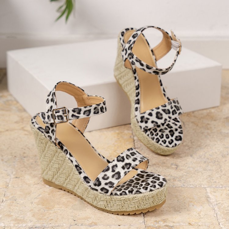 Platform sandals  | Belt Buckle New Leopard Wedge Women's Sandals | |  | thecurvestory.myshopify.com