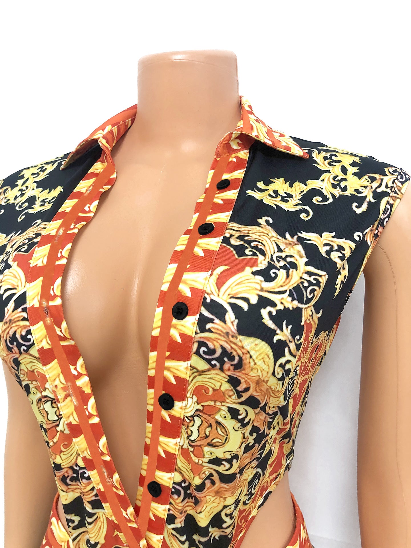 Jumpsuit  | Women's V-neck Digital Printed Two-piece Jumpsuit | [option1] |  [option2]| thecurvestory.myshopify.com