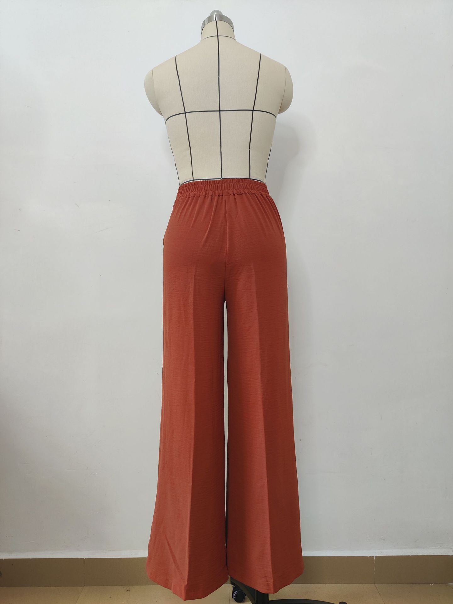 Pants  | Solid Color Loose Pleated Wide-leg Casual Pants | [option1] |  [option2]| thecurvestory.myshopify.com