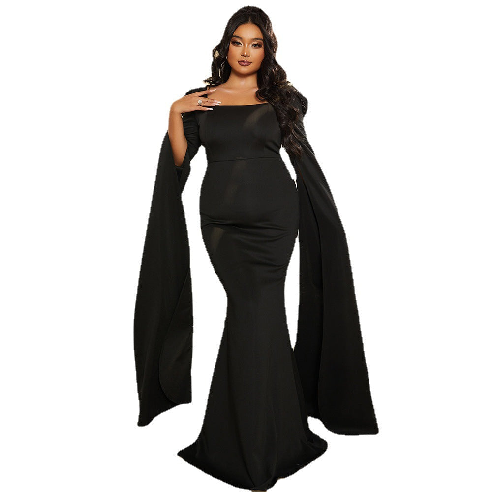 Dress  | Plus Size Women Clothing Long Sleeve Square-neck Dress | Black |  2XL| thecurvestory.myshopify.com