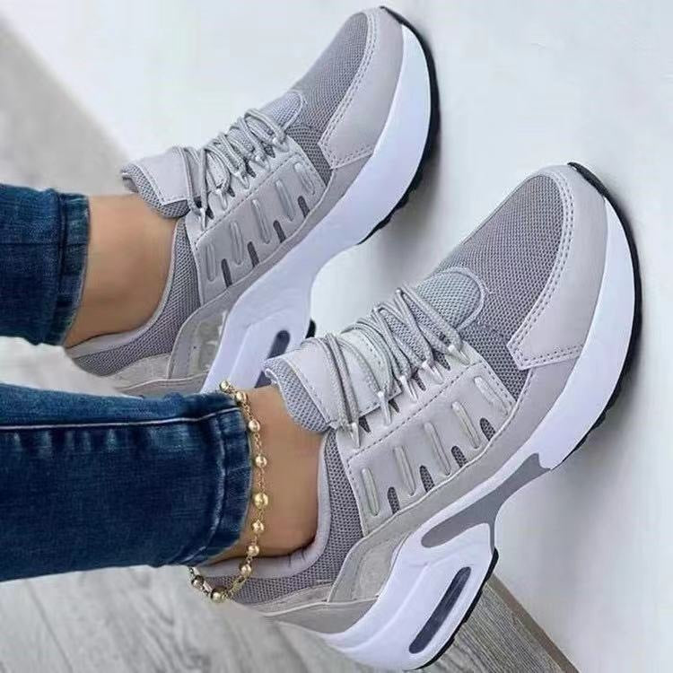 Trainers & Sneakers  | Lace Up Sneakers Women Wedge Heel Running Sports Shoes | [option1] |  [option2]| thecurvestory.myshopify.com