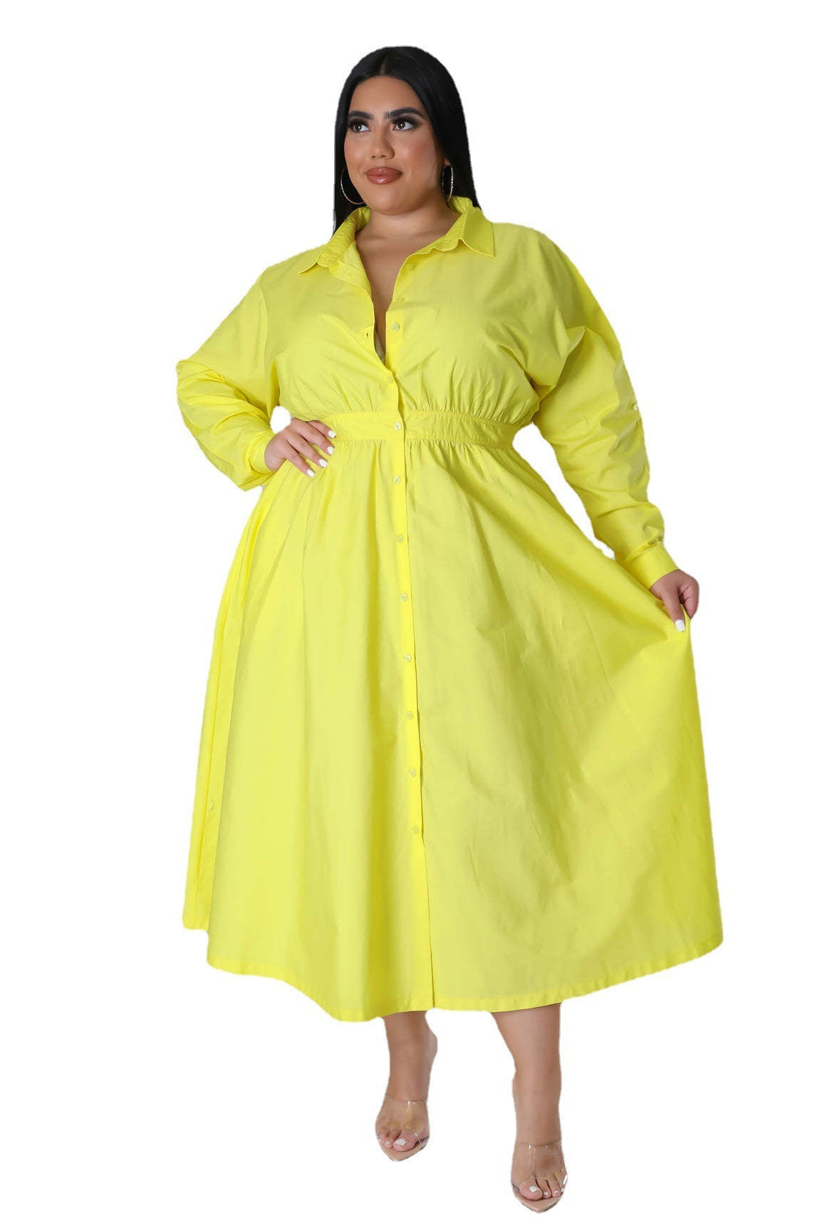 Dress  | Fashion Personalized Plus Size Women's Clothing | Fluorescent Yellow |  2XL| thecurvestory.myshopify.com