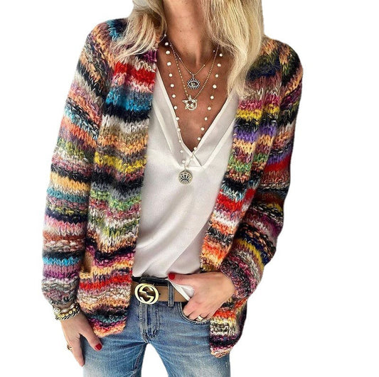 Plus Size multi Color Sweater Cardigan  sweaters Thecurvestory