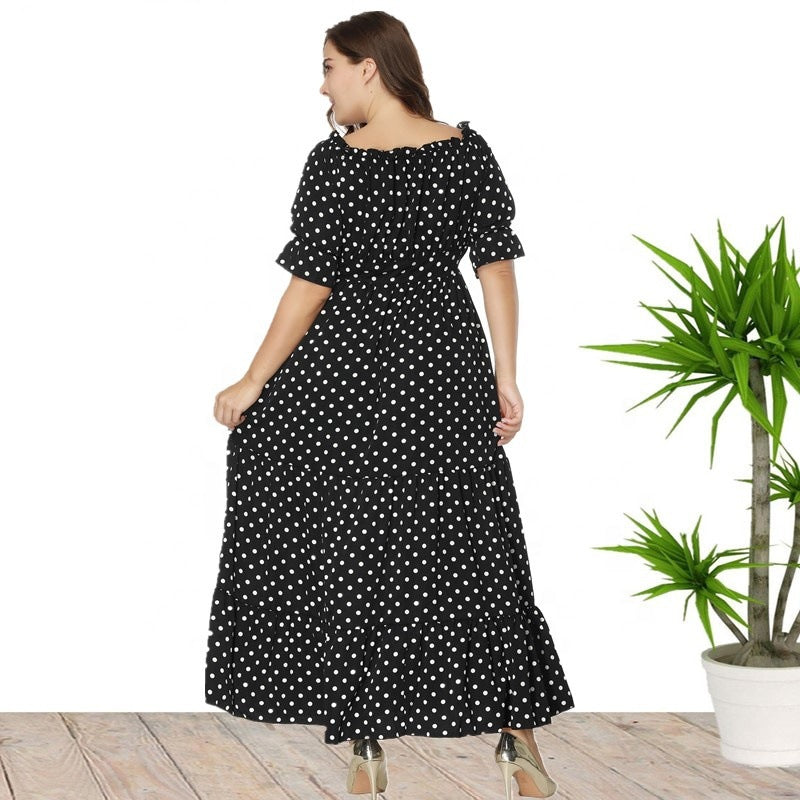 Plus size off shoulder Polka dot dress  dresses Thecurvestory
