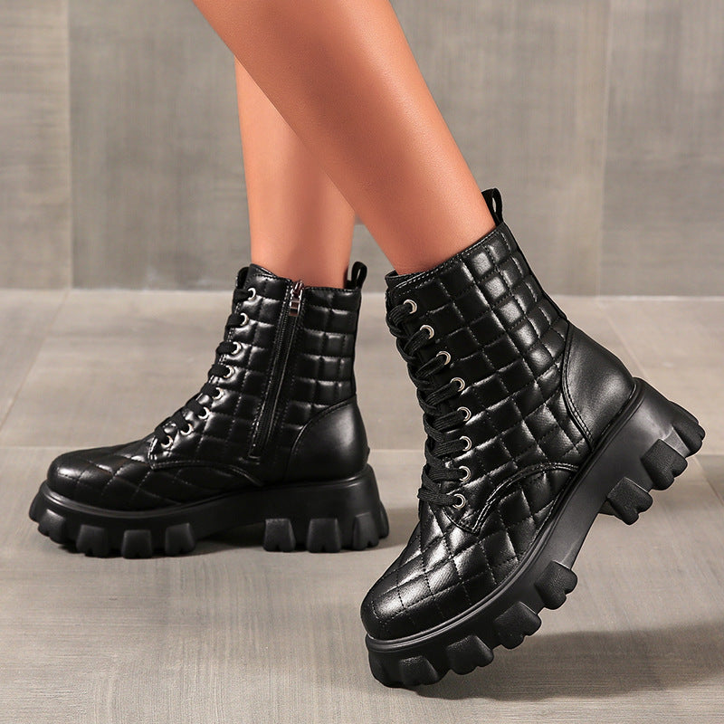 Lace-up Women's Quilted Boots  Boots Thecurvestory