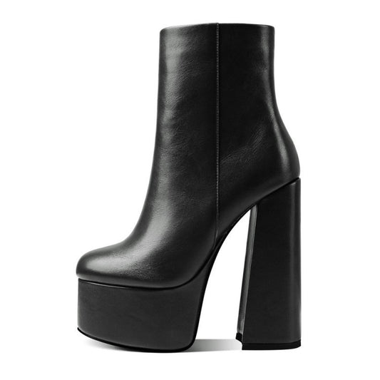 Women's Plus Size Chunky High Heel Ankle Boots  Heeled Boots Thecurvestory