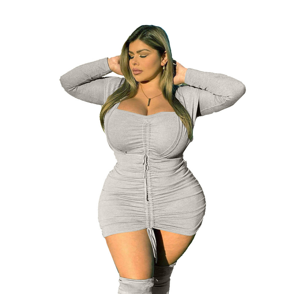 Plus Size Solid Color Tight Dress  dresses Thecurvestory