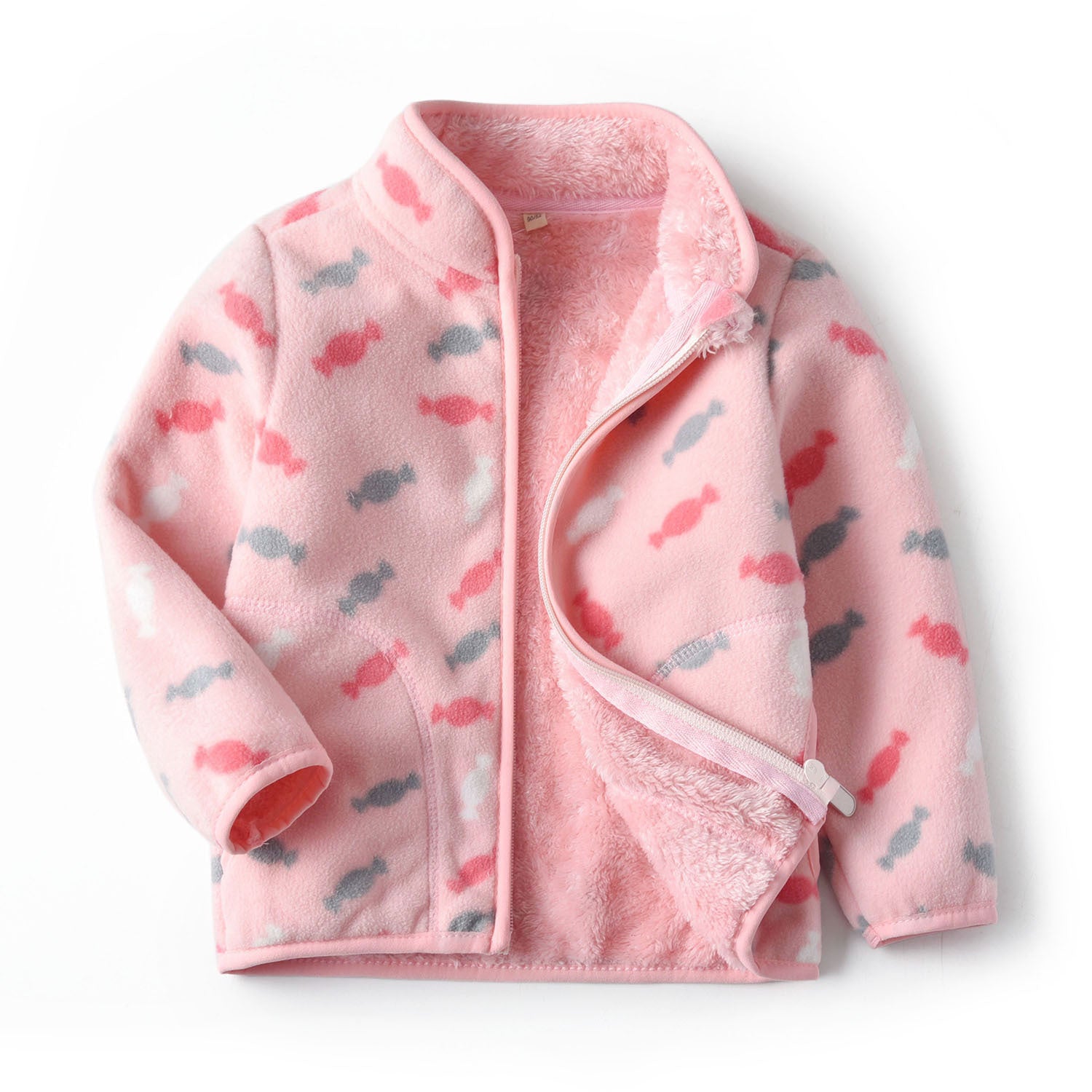Girls polka dots Printed Fleece jacket  Girl Jacket Thecurvestory