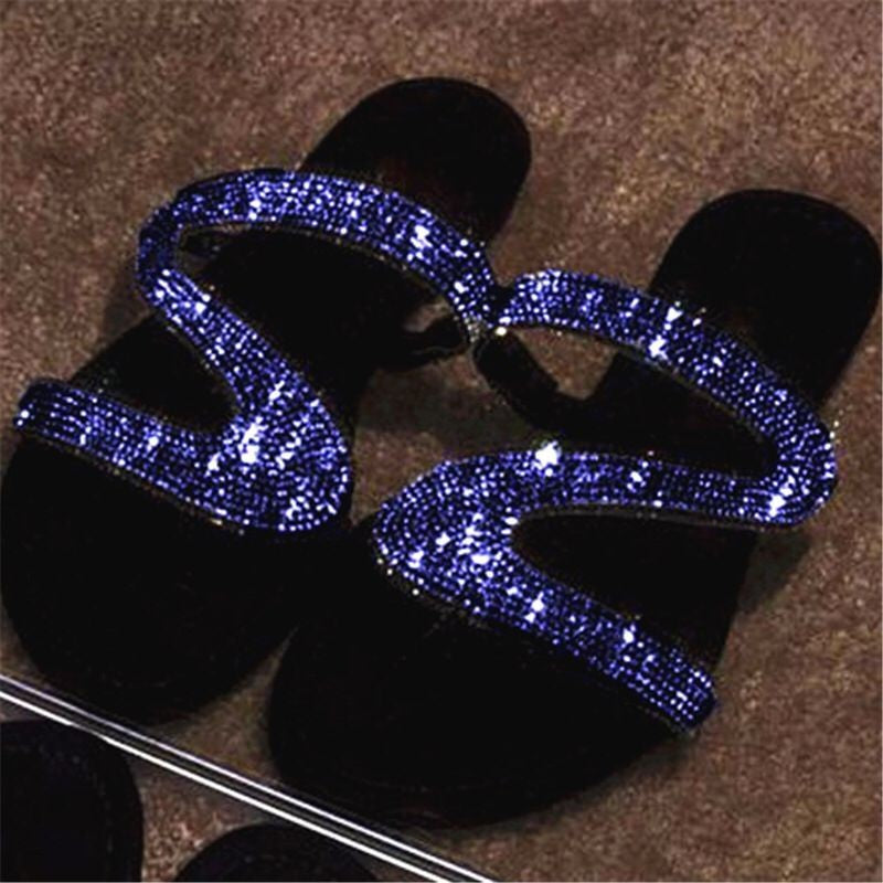 Women diamond flat jelly slippers  slippers Thecurvestory