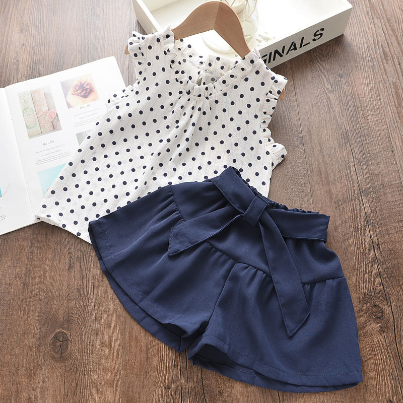 Girls Polka Dot Sleeveless T-shirt Shorts Set  Girl Dress Thecurvestory