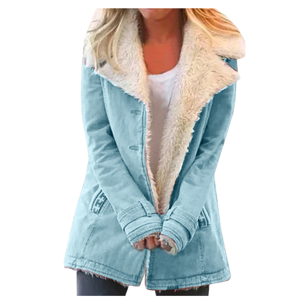 Plus Size Warm Plush Lapels Jacket  jackets Thecurvestory