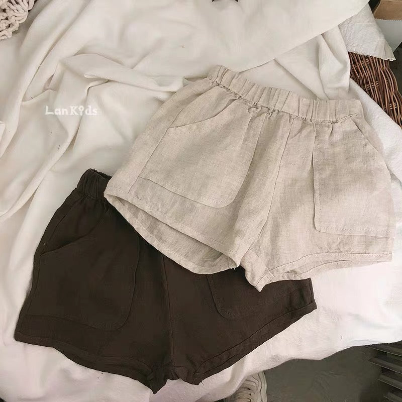Girls linen large pocket casual shorts  girl shorts Thecurvestory