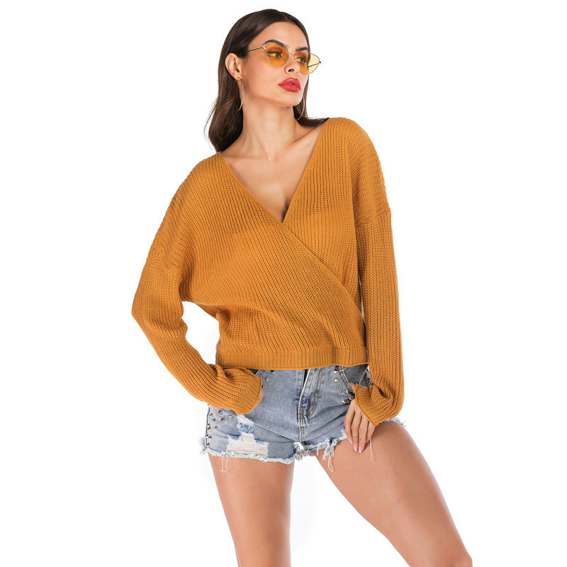 Plus size V-neck Knitted Pullover  sweaters Thecurvestory