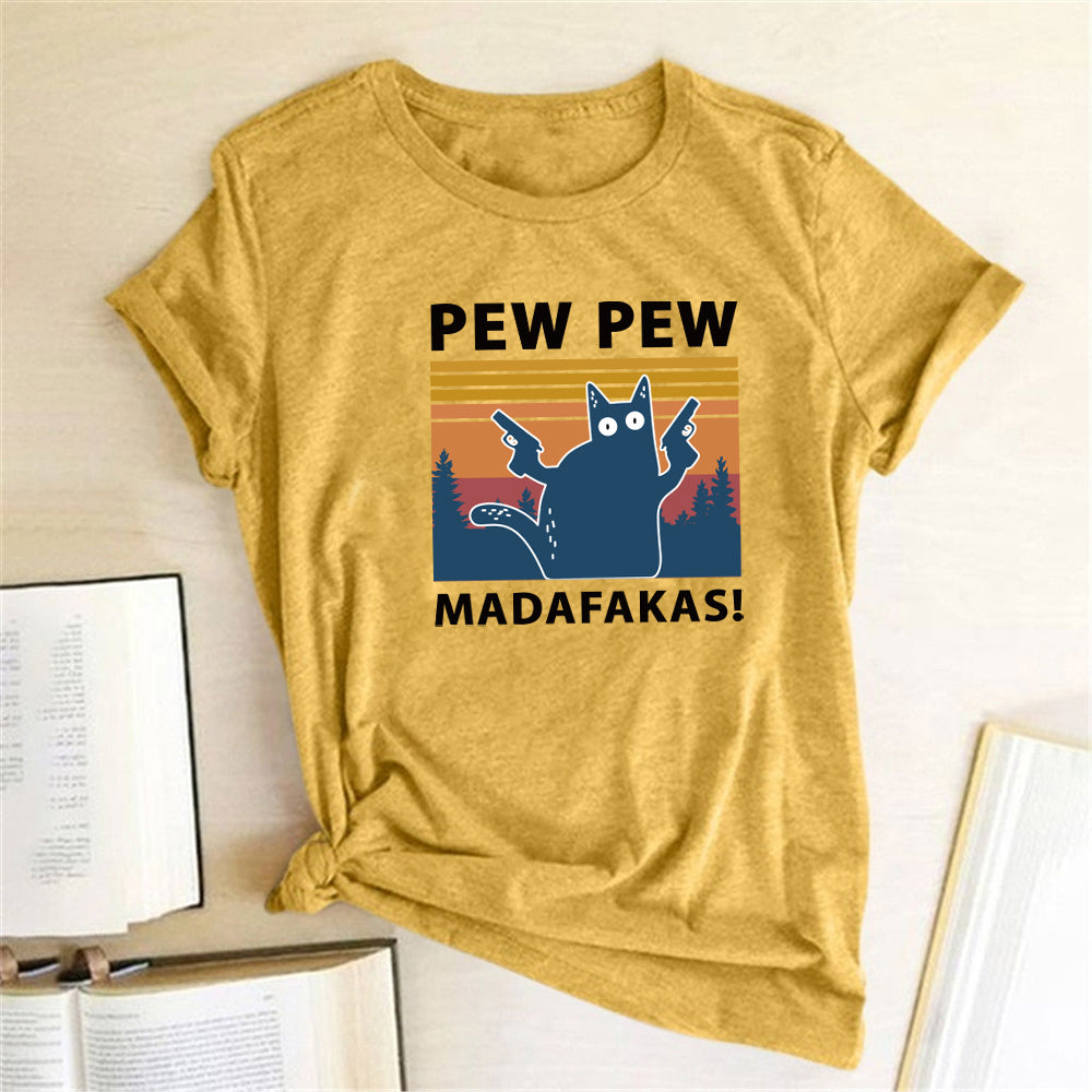 Tshirt  | Short Sleeve Pew Maddakas T-Shirt European Size Top | Yellow |  3XL| thecurvestory.myshopify.com