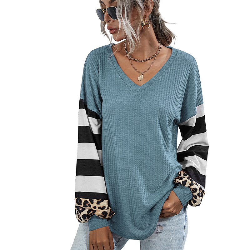 Tshirt  | Women's Long Sleeve Knit Leopard T-Shirt | [option1] |  [option2]| thecurvestory.myshopify.com