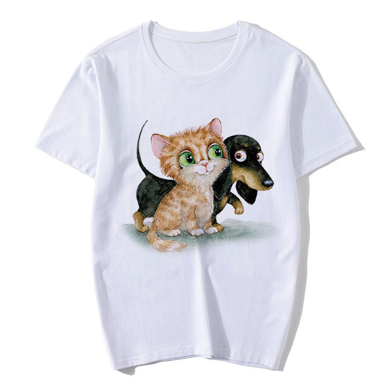 Cute Cartoon Animal Print Short Sleeve T-Shirt  Tshirt Thecurvestory