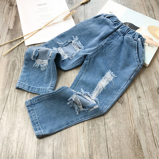 Girls Ripped Loose Jeans  Girl Pants Thecurvestory