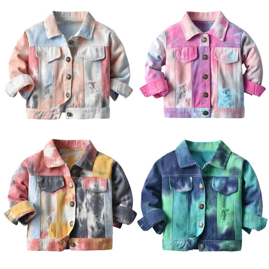 Boys Multicolor Tie-Dyed Denim Jacket  boys coats & jackets Thecurvestory