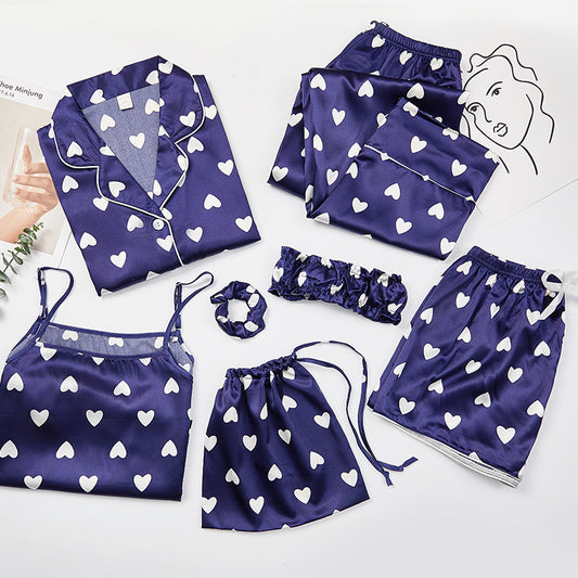 Women's seven-piece silk pajamas night Suit  NightSuits Thecurvestory