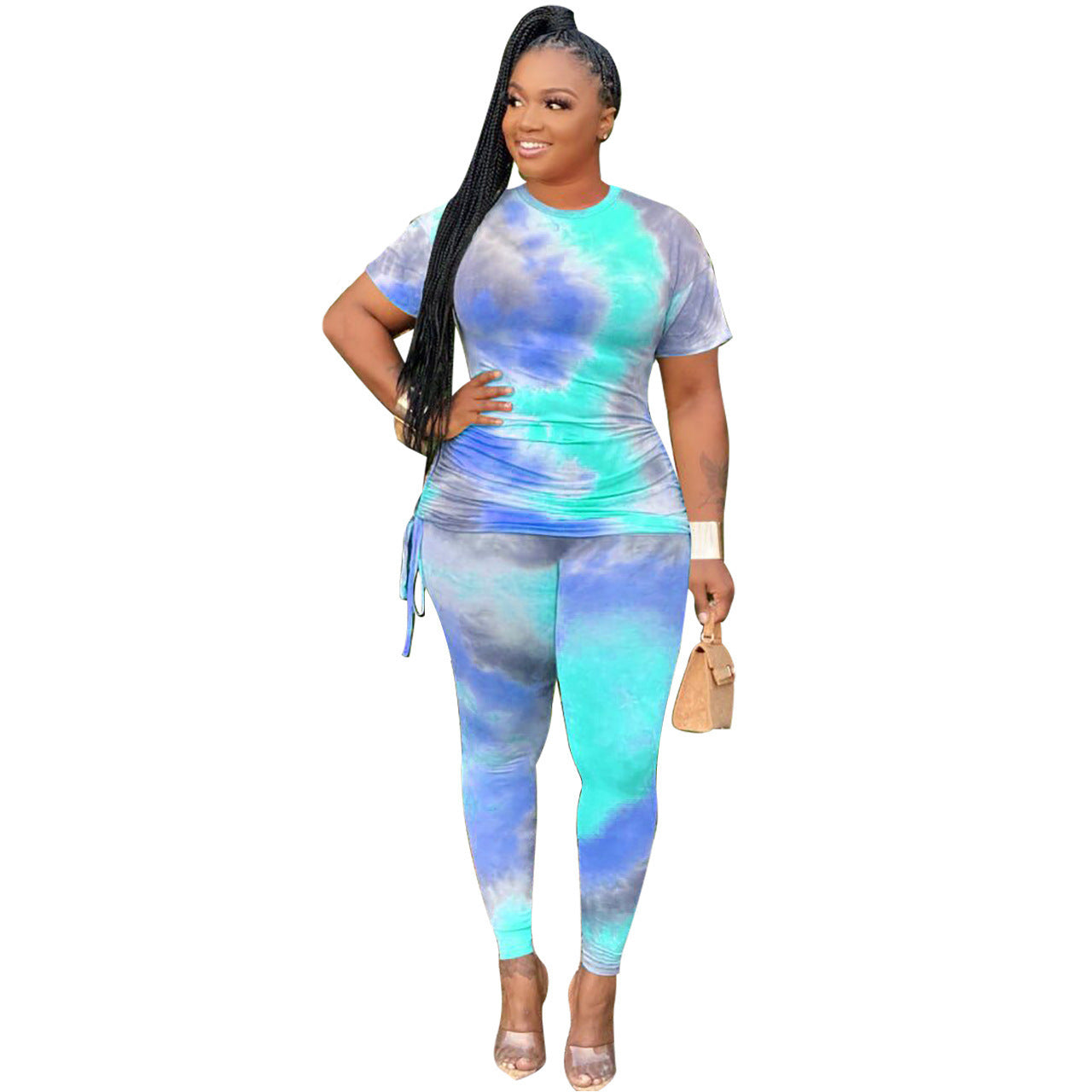 Plus Size Short-Sleeved Top + Trousers  2 piece Suit Thecurvestory
