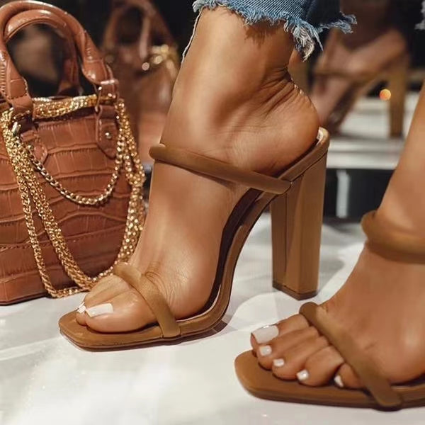 Heeled Sandals  | Large Size Ladies High Heel Sandals | Brown |  35| thecurvestory.myshopify.com