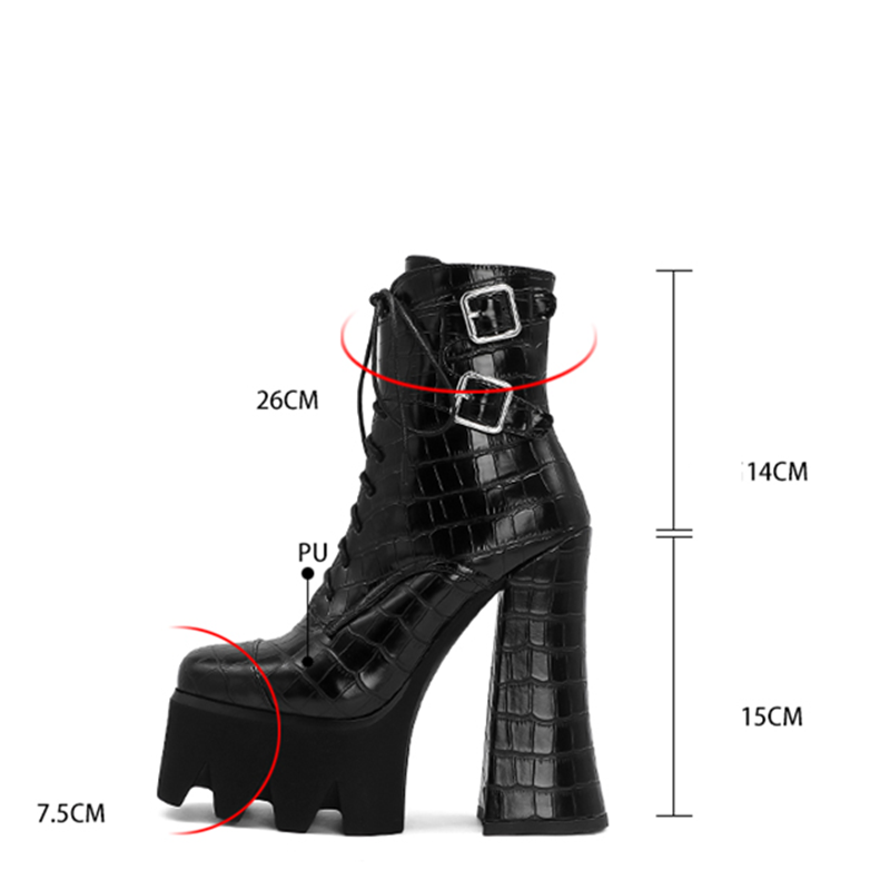 Women's High heeled Platform Trucker Boots  Heeled Boots Thecurvestory