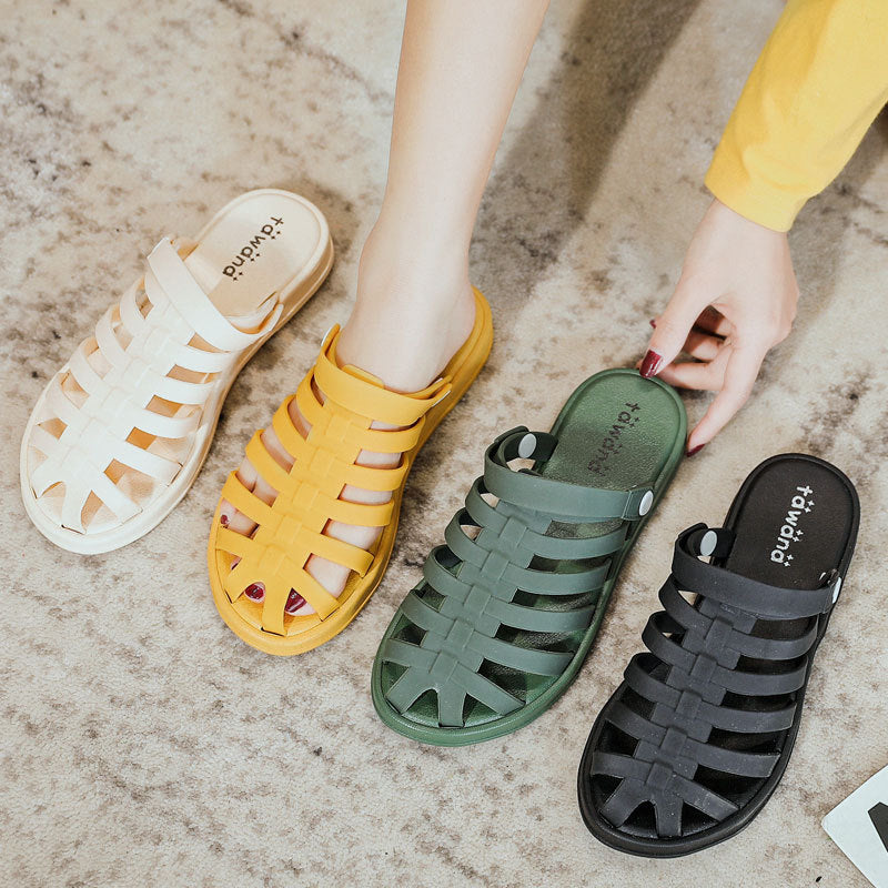 Jelly Plastic Flat Heel Non-Slip  Sandals And Slippers  sandals Thecurvestory