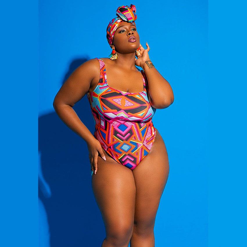 Plus size One-piece printed Swimsuits  Swimsuit Thecurvestory