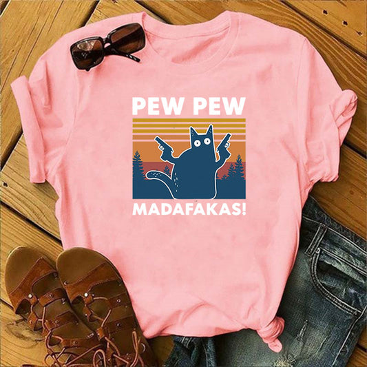 Tshirt  | Short Sleeve Pew Maddakas T-Shirt European Size Top | Pink |  3XL| thecurvestory.myshopify.com