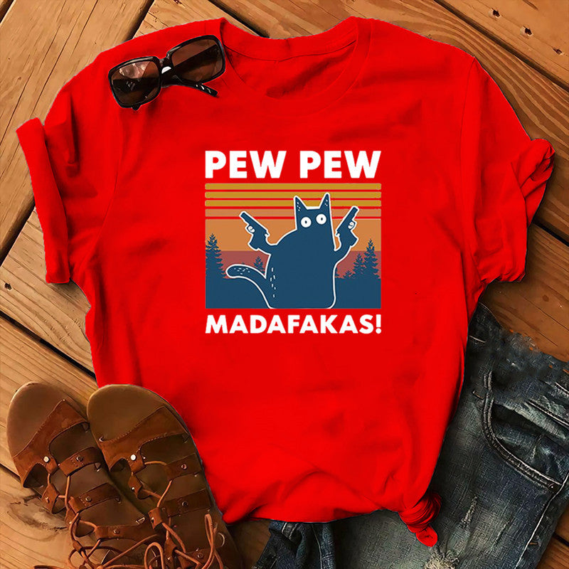 Tshirt  | Short Sleeve Pew Maddakas T-Shirt European Size Top | Red |  3XL| thecurvestory.myshopify.com
