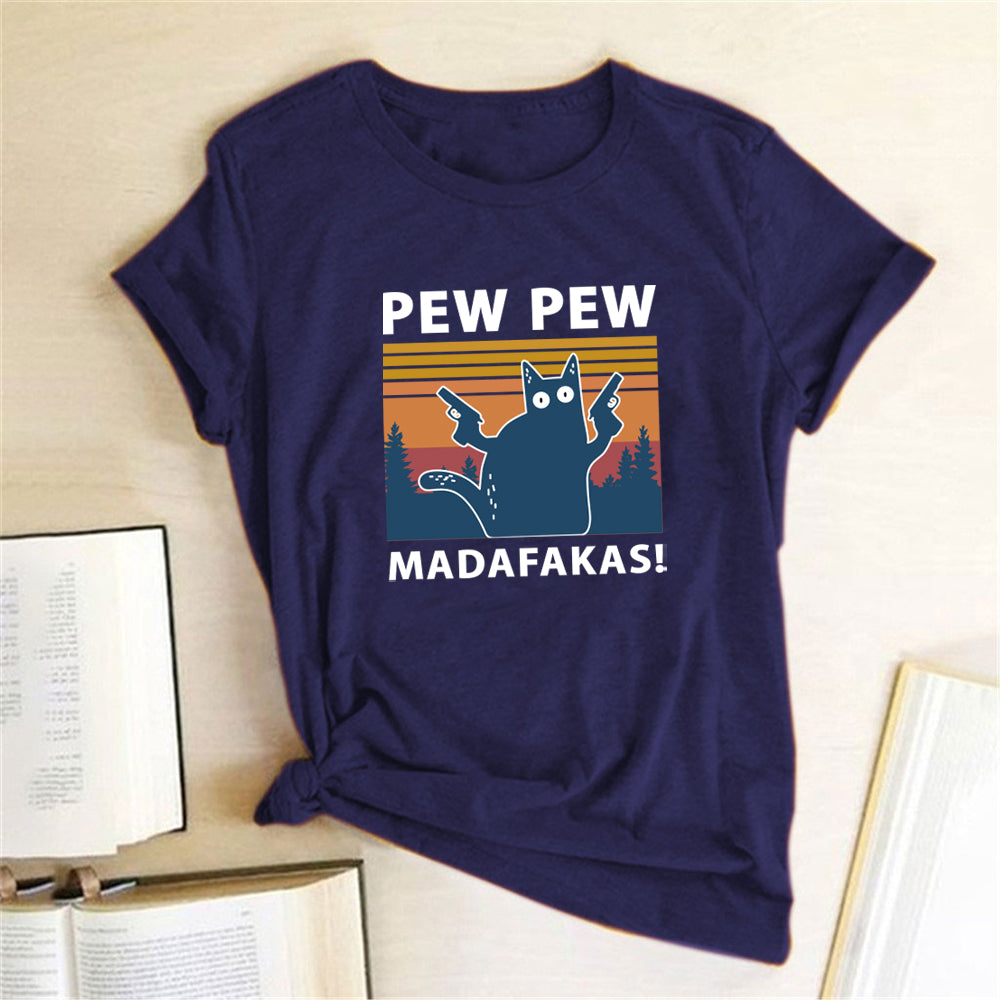Tshirt  | Short Sleeve Pew Maddakas T-Shirt European Size Top | Navy blue |  XS| thecurvestory.myshopify.com