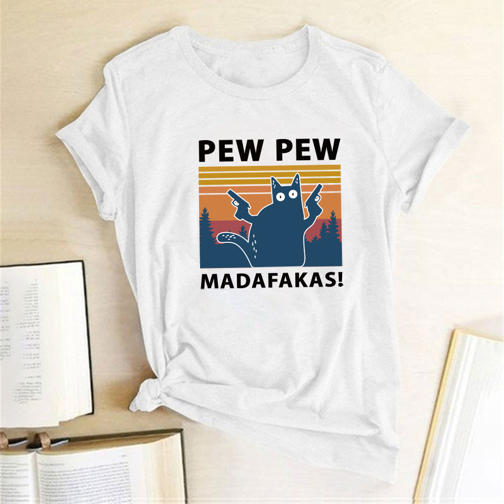 Tshirt  | Short Sleeve Pew Maddakas T-Shirt European Size Top | White |  XS| thecurvestory.myshopify.com