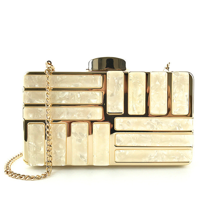 Gold Acrylic Clutch Bags with Shoulder Chain  Clutches Thecurvestory