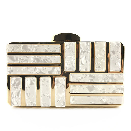 Gold Acrylic Clutch Bags with Shoulder Chain  Clutches Thecurvestory