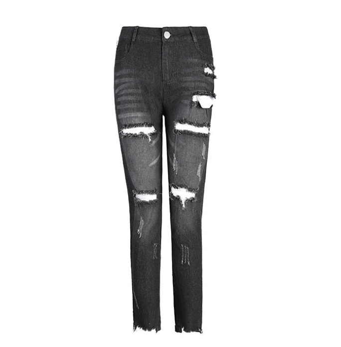 Jeans  | Women's jeans, pierced feet, mid-rise jeans | Black |  3XL| thecurvestory.myshopify.com