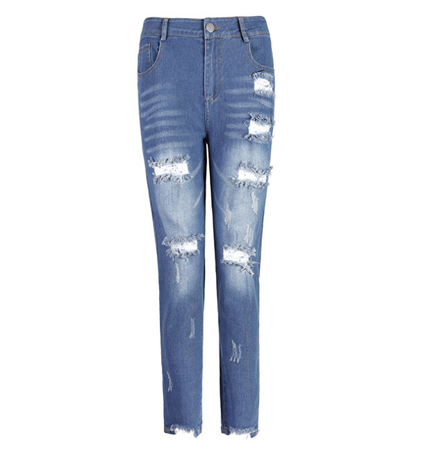Jeans  | Women's jeans, pierced feet, mid-rise jeans | Sky blue |  3XL| thecurvestory.myshopify.com