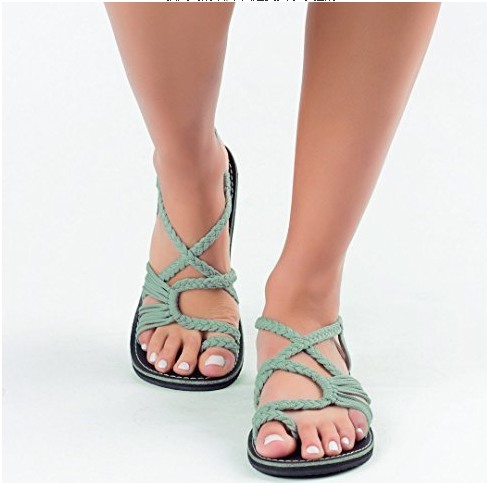Flat Sandals  | Beach Pin-toe Flat Sandals | Green |  35 yards| thecurvestory.myshopify.com