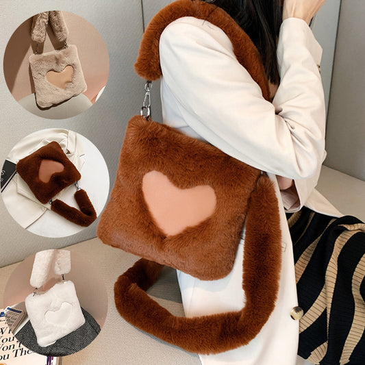 Tote Bag  | Love Handbags Winter Plush Shoulder Bags For Women | [option1] |  [option2]| thecurvestory.myshopify.com