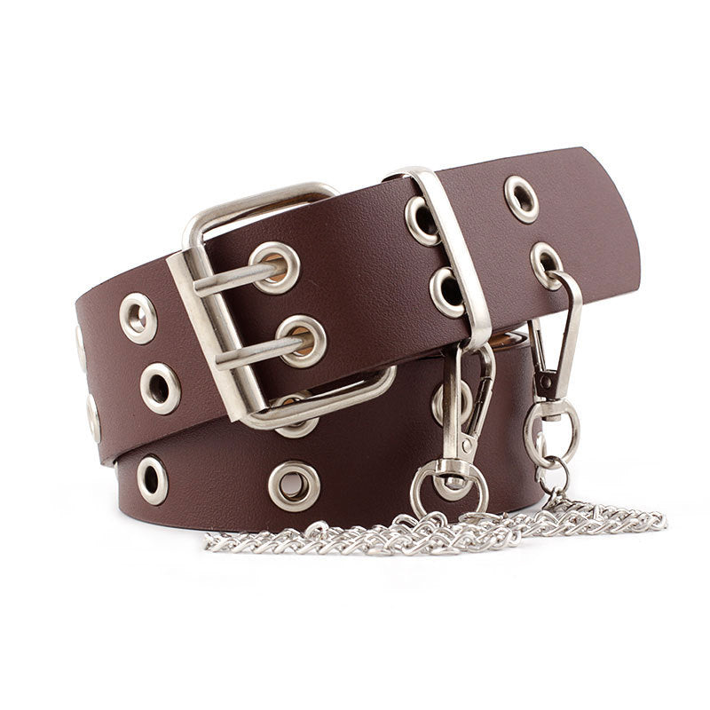 Riveted Fashion belt with Chain  Belts Thecurvestory