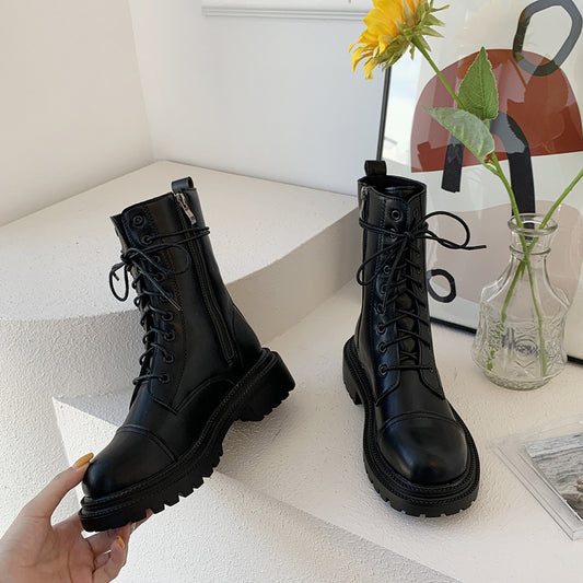 Women's lace up chunky boots  Boots Thecurvestory