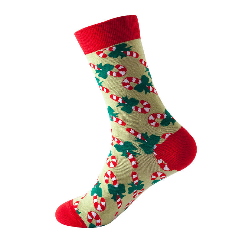 Christmas Tree Snow Elk Gift Cotton Happy Socks  Socks Thecurvestory
