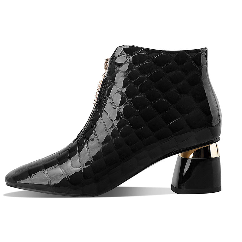 Heeled Boots  | Chunky Heel Mid-heel ankle Boots | thecurvestory.myshopify.com