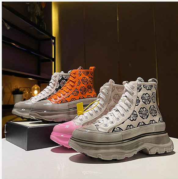 Women's Chunky Platform Sole High top Canvas Sneakers  sneakers Thecurvestory