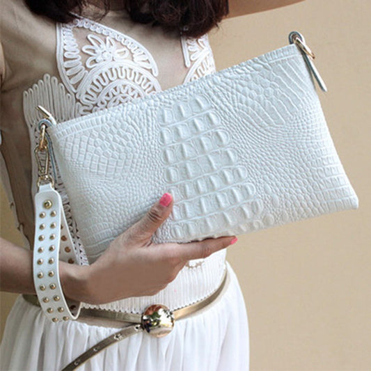 Hand Bags  | Women embossed hand bag with riveted strap | White |  [option2]| thecurvestory.myshopify.com