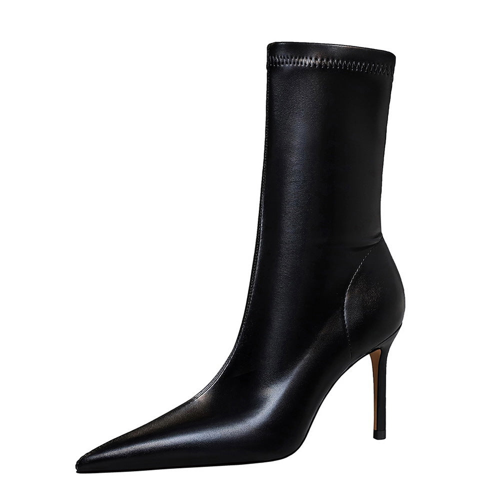 Pointy Toe Heeled Ankle Boots  Heeled Boots Thecurvestory