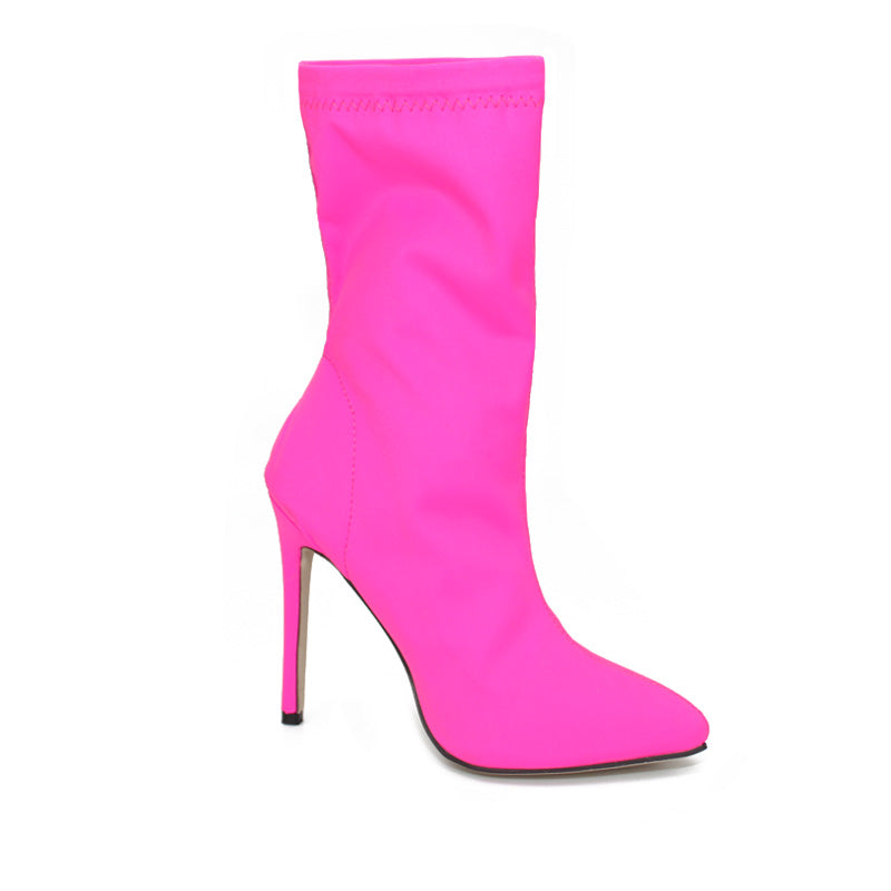 Heeled Boots  | Stretch cloth fine high heels | [option1] |  [option2]| thecurvestory.myshopify.com