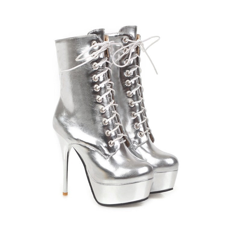 Heeled Boots  | Women fashion Platform high heeled Boots | Silver |  34| thecurvestory.myshopify.com